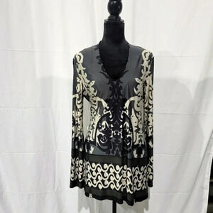 OLIAN Women's Gray Multi Monique Printed Maternity Tunic Q361601 Sz Large